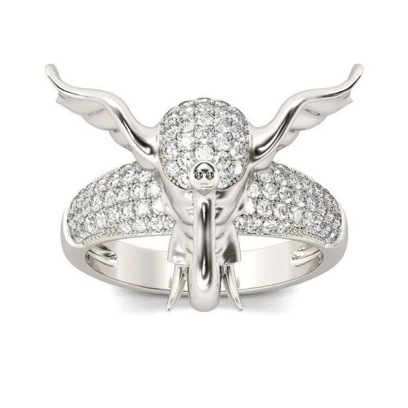 Unique Elephant Ring Animal Totem Ring 925 Silver Rings Jewelry Anniversary Stat