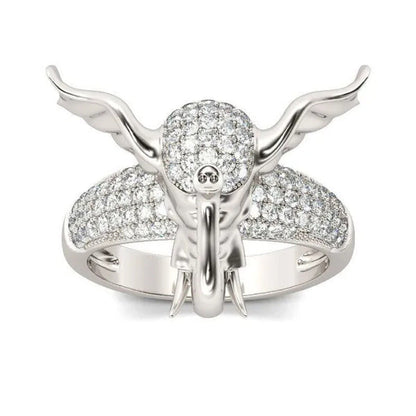 Unique Elephant Ring Animal Totem Ring 925 Silver Rings Jewelry Anniversary Stat