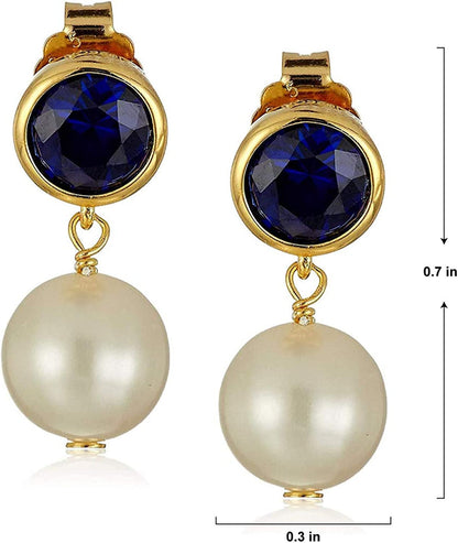 18K Yellow Gold Plated Sterling Silver Bezel Set Birthstone and Freshwater Cultu