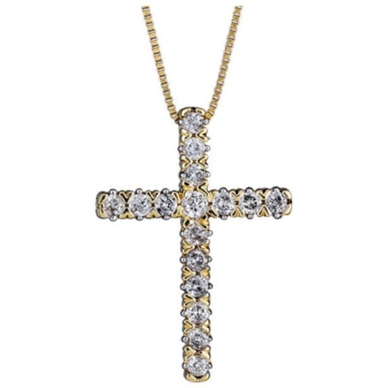 0.23 CT. T.W. Diamond Cross Pendant in 14K Gold