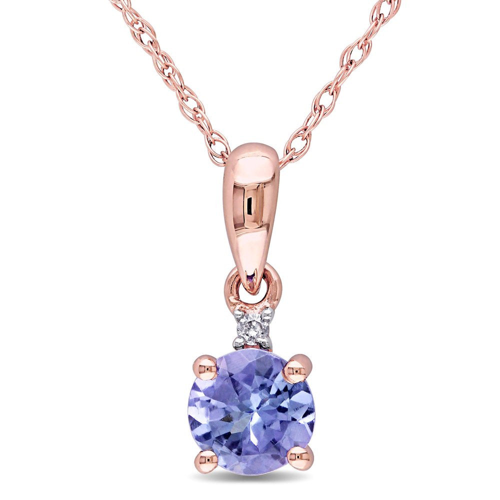 Miabella Women'S 1/2 Carat T.G.W. Tanzanite and Diamond Accent 10Kt Rose Gold So