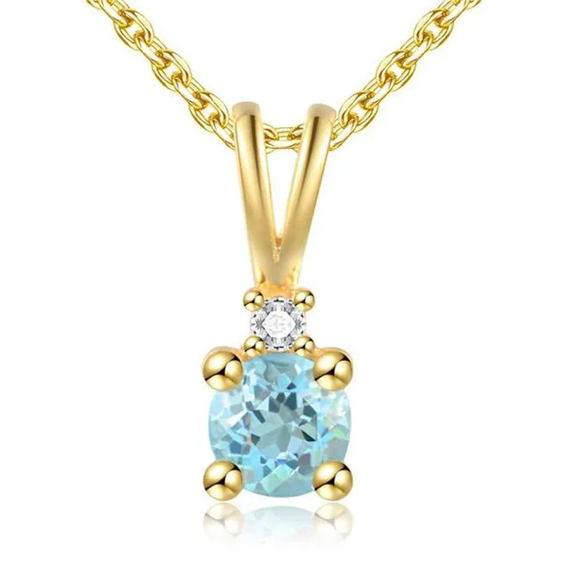 Majesty Diamonds MDS170321 0.5 CTW round Blue Topaz Solitaire with Accents Penda