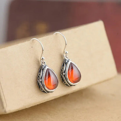 Fashion 925 Sterling Silver Earrings Emerald Ruby Gemstone Crystal Heart Hook Ea