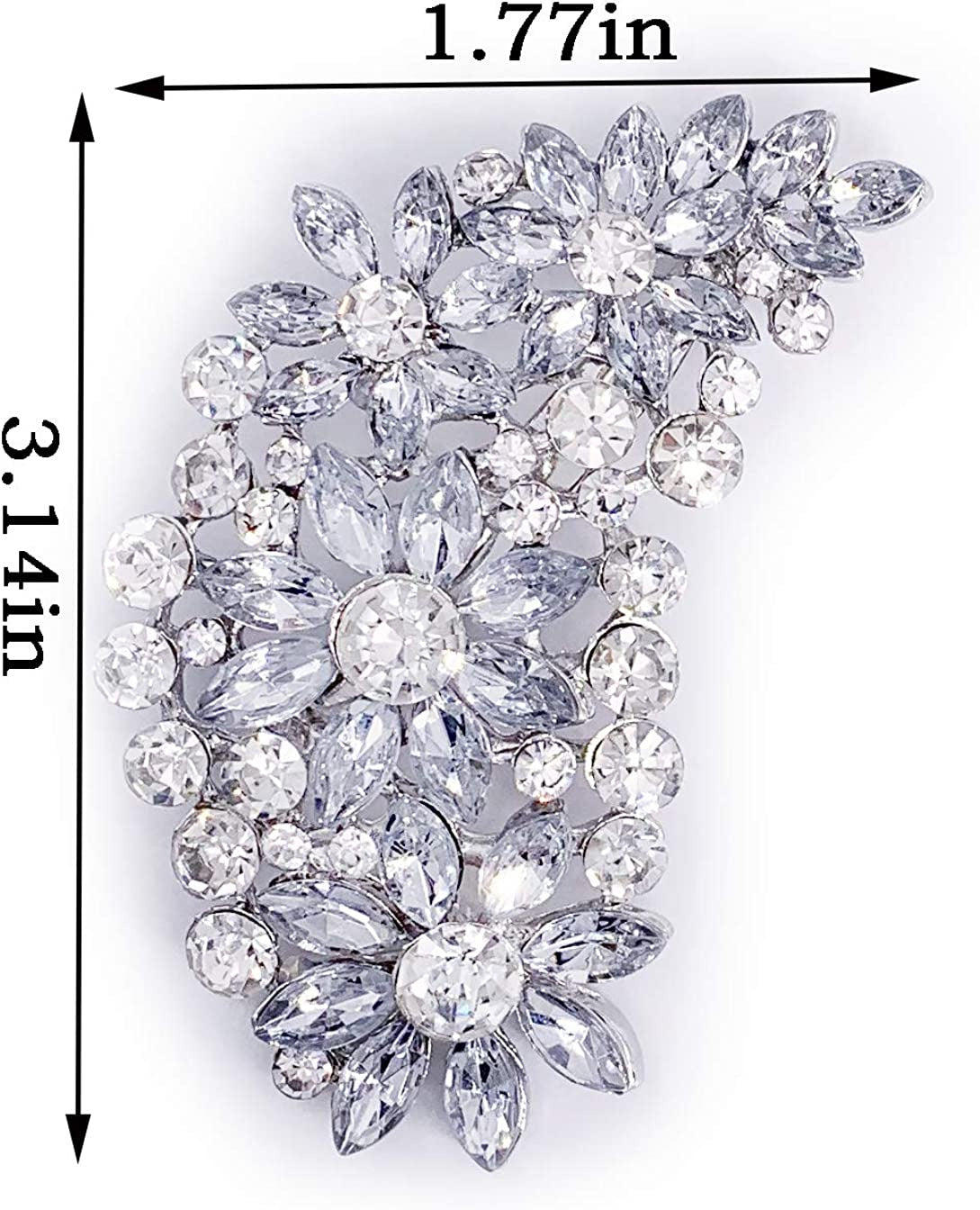 Vintage Austrian Crystal Flower Leaf Bouquet Clusters Large Big Brooch Pin for W