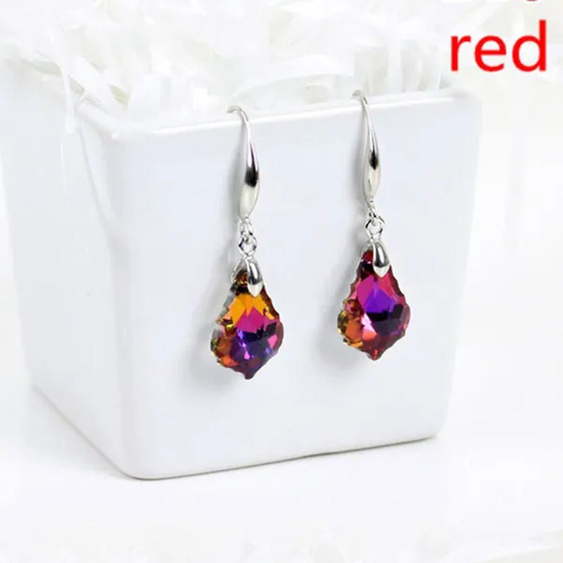 Zircon Earrings Exquisite Fashion Silver Plated Earrings Colorful Stud Earrings