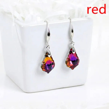 Zircon Earrings Exquisite Fashion Silver Plated Earrings Colorful Stud Earrings