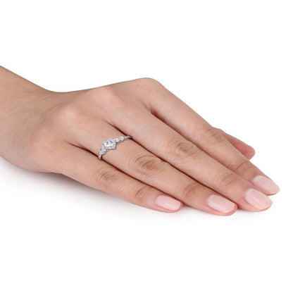 3/8 Carat T.G.W. Created White Sapphire and Diamond-Accent Sterling Silver Heart