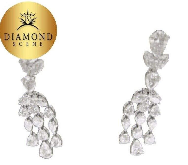 DIAMOND EARRING PEAR MARQUISE SHAPE DANGLE STYLE SET DIAMOND EARRING