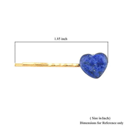 Shop LC 4 Hair Pins of Lapis Lazuli Green Aventurine with Heart Shape in Gold Pl