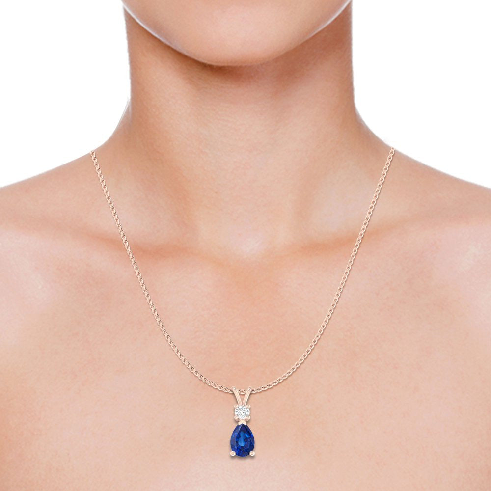 0.40 Carat 10K Rose Gold Tanzanite and round Lab Grown Diamond Solitaire Pendant