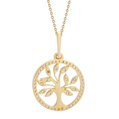 0.12 CT. T.W. Diamond Tree of Life Pendant in 14K Yellow Gold (I, I1)