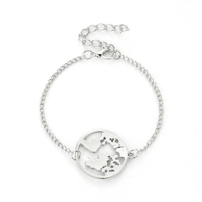 Chain Link World Map Bracelets Bangles Jewelry Globe Bracelet Charm Travel Jewel