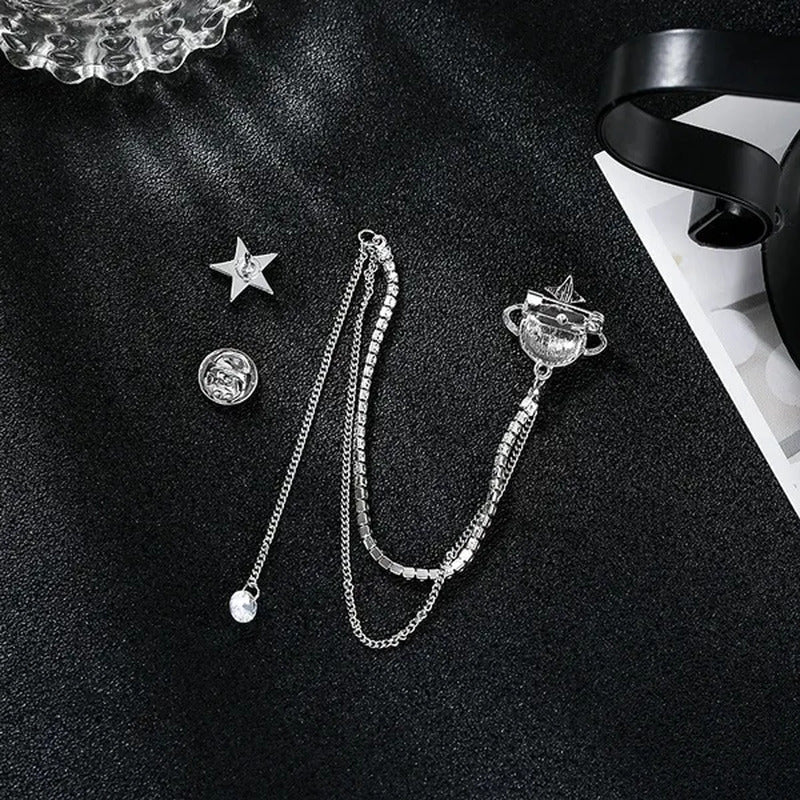 Star Brooch Female Diamond Tassel Pin Simple Fashion Pendant Clothing Accessorie