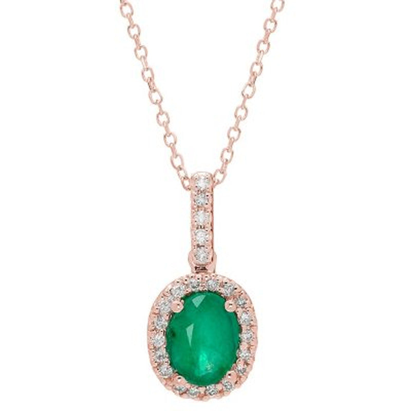 Genuine Emerald and 0.11 CT. T.W. Diamond Pendant in 14K Gold