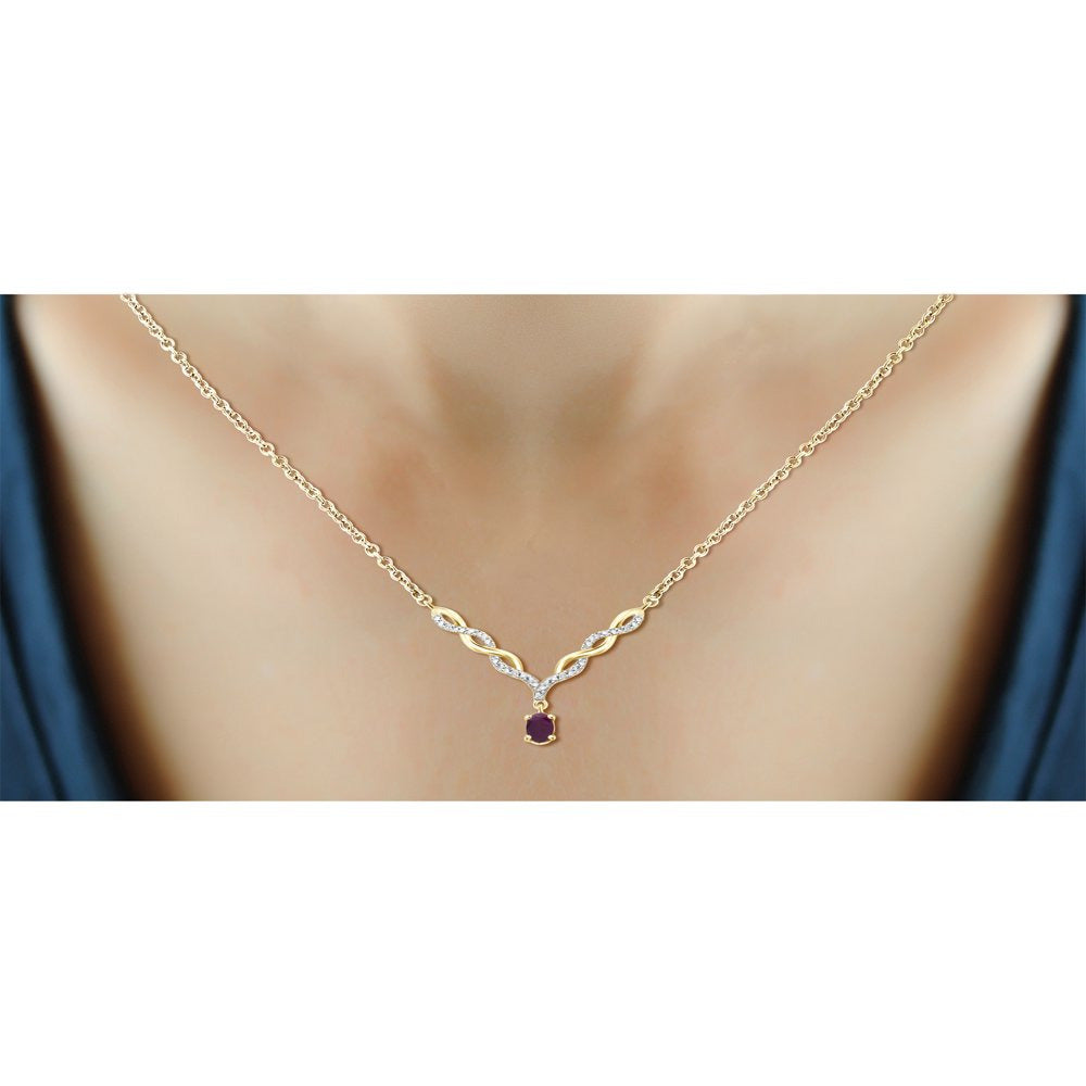 0.48 Carat T.G.W. Ruby Gemstone and Accent White Diamond Women'S Pendant