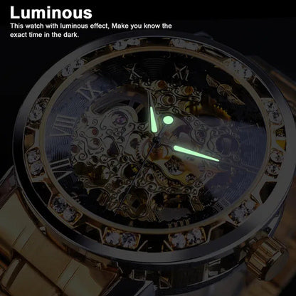 Men’S Watch, Luxury Mechanical Stainless Steel Skeleton Waterproof Automatic Sel