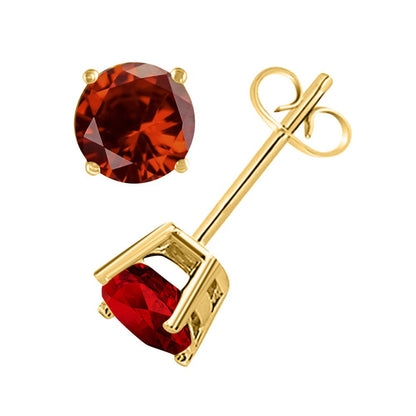 Mauli Jewels Ear Rings for Women 1.04 Carat 5MM round Shape Garnet Earrings Cara