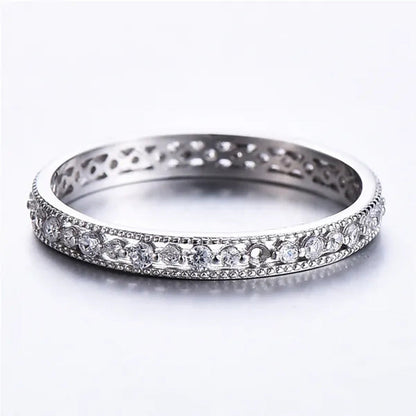 Exquisite 925 Sterling Silver/Black Gold/Gold/Rose Gold Single Ring White Full D