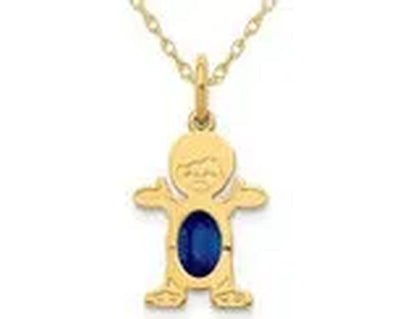 3/5 Carat (Ctw) Natural Blue Sapphire Young Boy Charm Pendant Necklace in 14K Ye