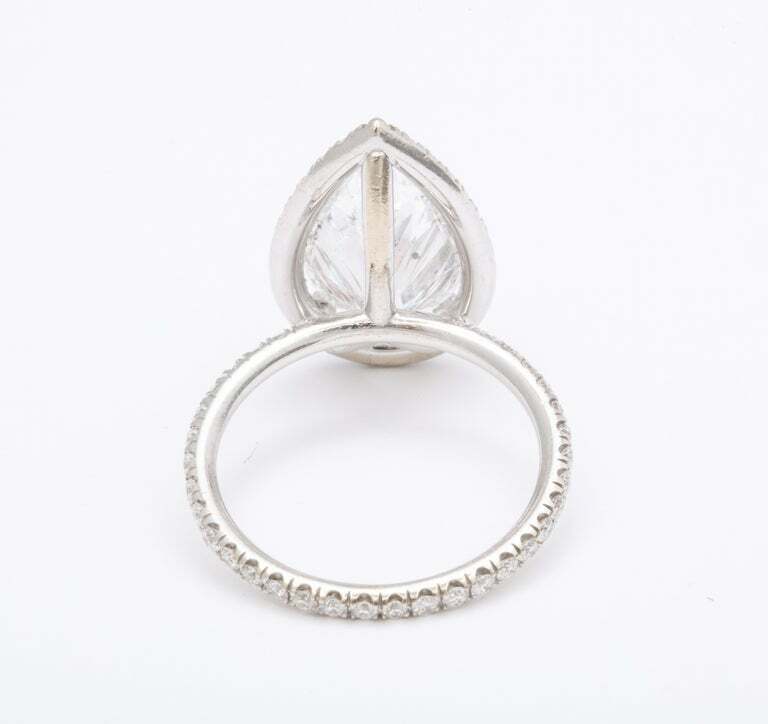 5 Carat D Color Pear Shape Engagement Ring GIA Certified