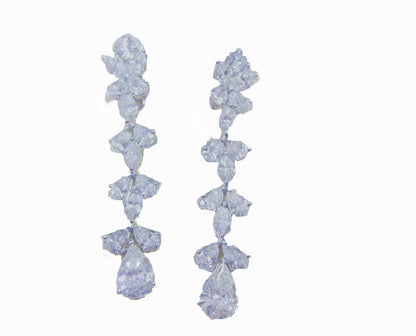 diamond earring two pear diamond drop 1.50 ct each, set round marquise pear cut