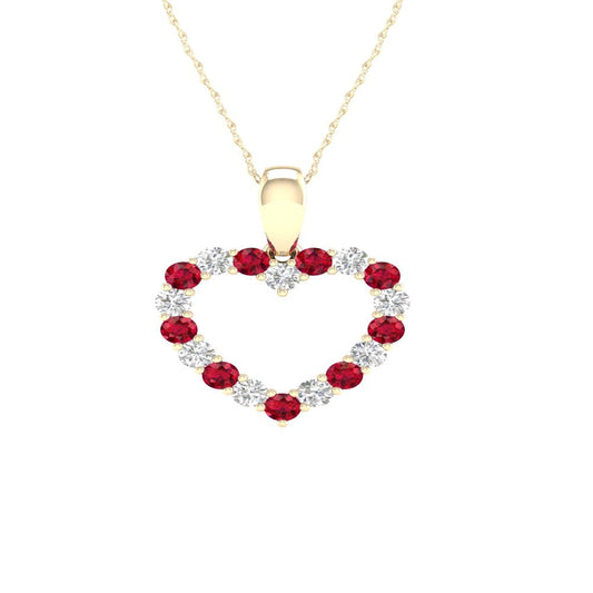 Imperial Gemstone 10K Yellow Gold round Cut Ruby 1/5 CT TW Diamond Heart Shape P