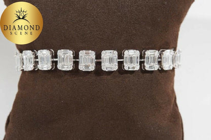 Emerald Cut Diamond White Gold Tennis Bracelet Illusion Set