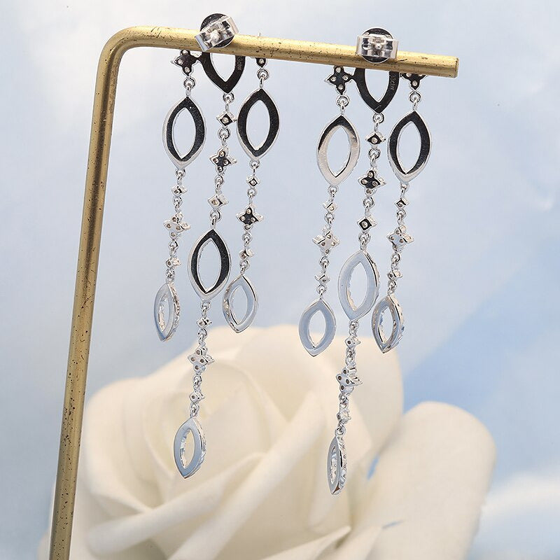 New Fashion Real Solid 10K Gold Moissanite Drop Earrings for Women Elegant
