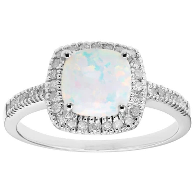 Lab Opal and 0.18 CT. T.W. Diamond Ring in 14K Gold