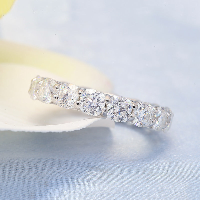 AEAW Moissanite 4Mm 14K 10K White Gold Rings Luxury Band for Women round Cut