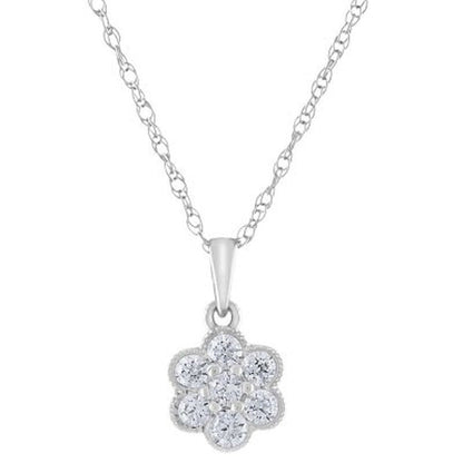 0.15 CT. T.W. Diamond Flower Cluster Pendant in 14K Gold