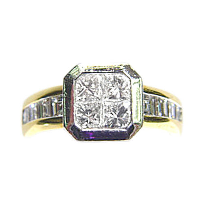 DIAMOND 4 TAPERED PRINCESS SHAPE CENTER SET 8 BAGUETTE