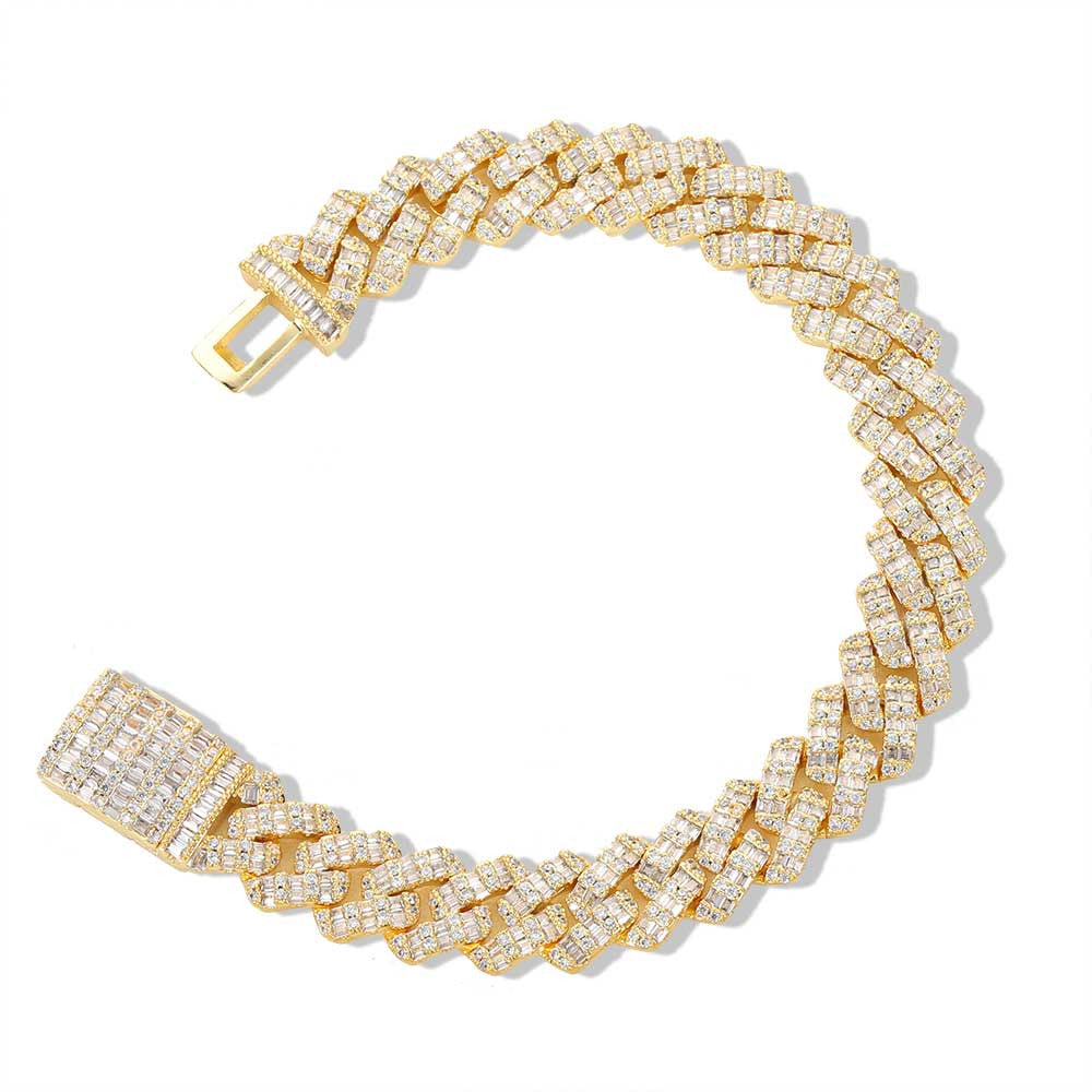 Hip Hop Square Circle Mixed Inlay 10Mm Diamond Cuban Necklace