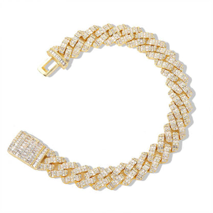 Hip Hop Square Circle Mixed Inlay 10Mm Diamond Cuban Necklace