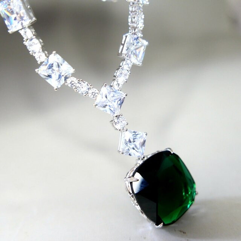 Luxury 20Mm Large Square Blue Pink Yellow Green Stone Lab Emerald Sapphire