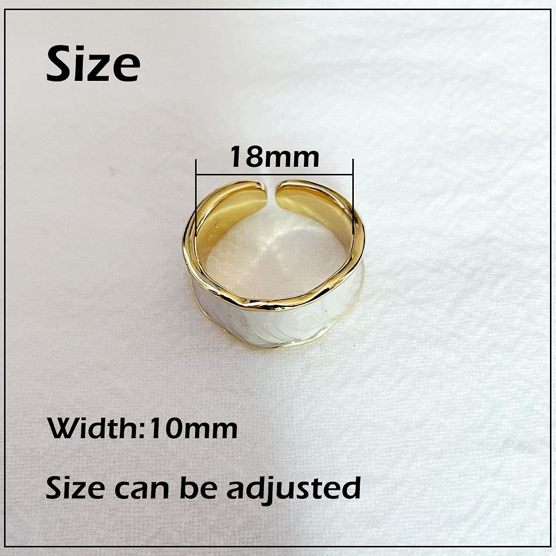 Enamel Drip Glaze Ring Gold Vintage Style Band Ring Adjustable Stackable Finger