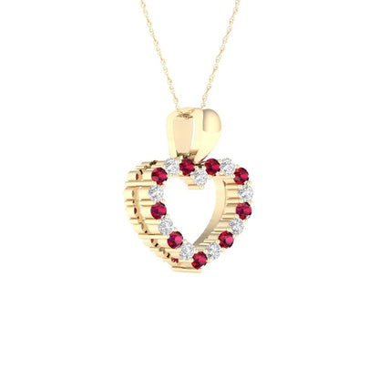 Imperial Gemstone 10K Yellow Gold round Cut Ruby 1/5 CT TW Diamond Heart Shape P