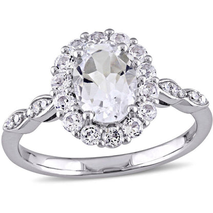 2-1/8 Carat T.G.W. White Topaz and Diamond-Accent 14Kt White Gold Vintage Engage