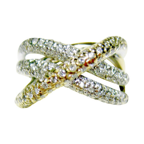 DIAMOND ROUND BRILLIANT CRISS CROSS BAND PAVE SET DIAMOND