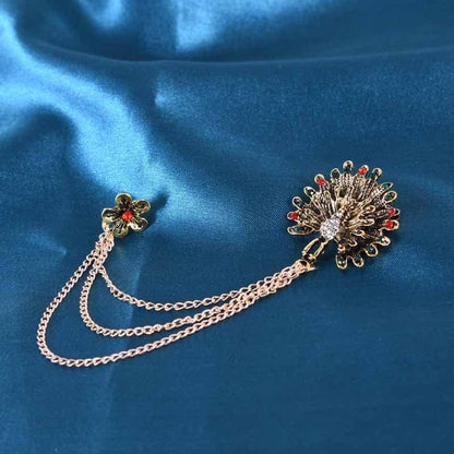 JIAMEI Brooch Corsage with Diamonds Plum Brooch Peacock Opening Screen Crystal C