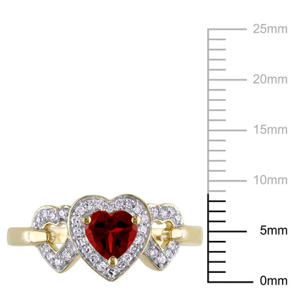 Miabella Women'S 1/2 Carat T.G.W. Heart-Shape Garnet and 1/8 Carat T.G.W. Round-
