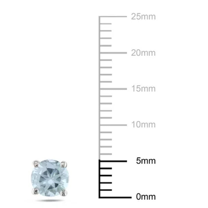 Aquamarine Solitaire Stud Ears in 14K White Gold