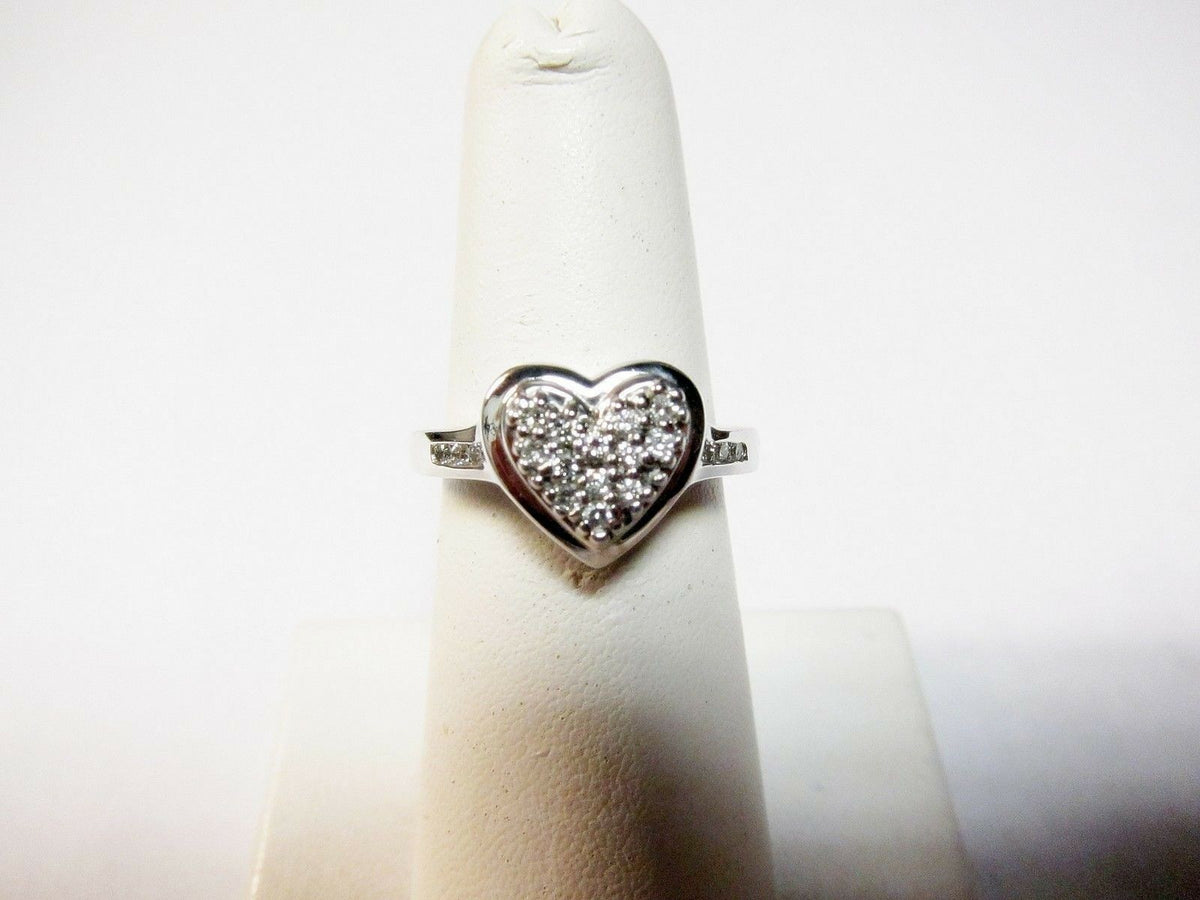 HEART RING $1,650 RETAIL BAND RING ROUND DIAMOND SET .35 CT H SI1 CLARITY 14 K
