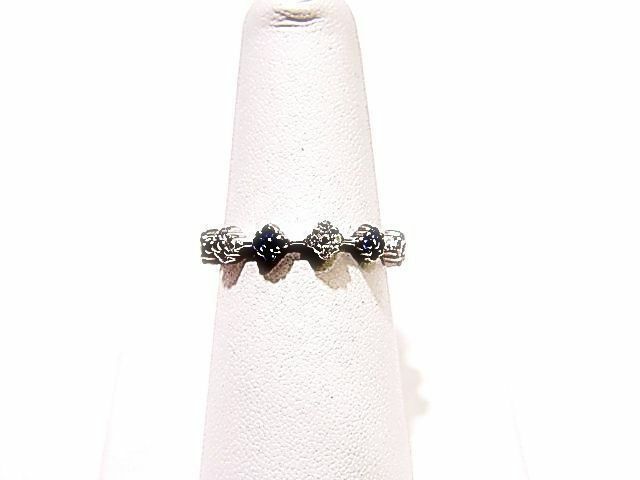 BLUE SAPPHIRE AND DIAMOND ETERNITY BAND ROUND CUT BAR SET