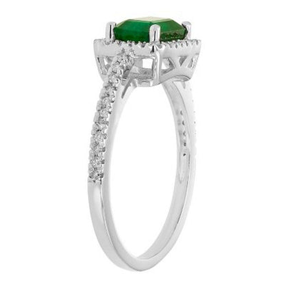 Genuine Emerald and 0.23 CT. T.W. Diamond Ring in 14K Gold