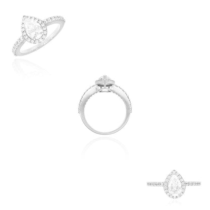 1.10CT. TW Pear Shaped Halo Created Diamond 14K White Gold Engagement Ring