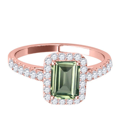 Mauli Jewels Rings for Women 2.50 Carat Diamond and Emerald Shaped Green Amethys