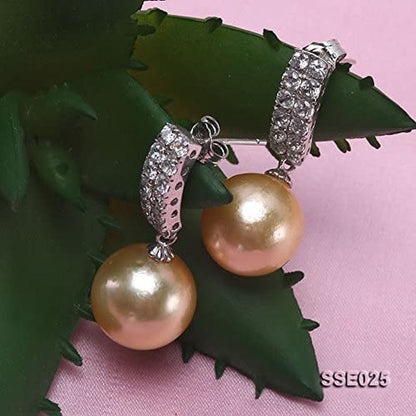 Classic Drop Earrings AAA Quality Gorgeous Genuine 12.2Mm round Golden South Sea