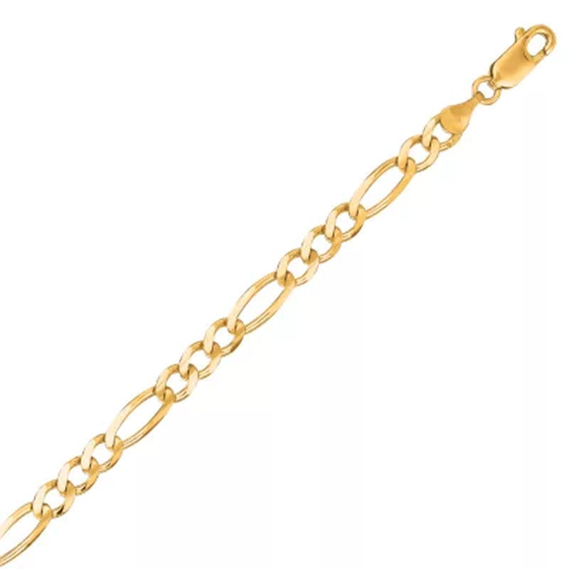 Solid Figaro Link Necklace 20", 4.5Mm in 14K Yellow Gold