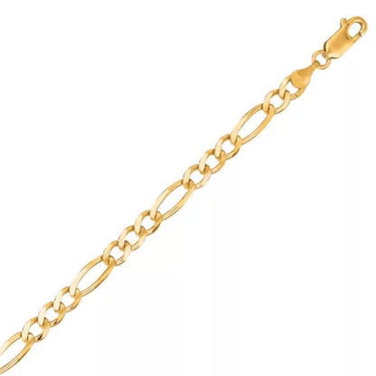 Solid Figaro Link Necklace 20", 4.5Mm in 14K Yellow Gold